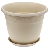 Кашпо РЯБИНА D350мм, 14,7л с поддоном Латте (уп.10)