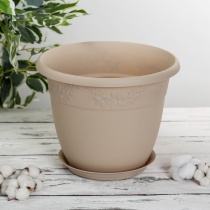 Кашпо РЯБИНА D310мм, 10л с поддоном Латте