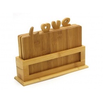Набор досок разд. 5пр бамбук (4 доски 235*175*70мм + подставка) №2 КТ-НД-04