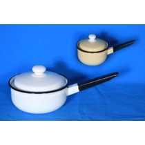 Ковш 1.5 л с крышкой декор белый