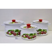 набор 11 белый с деколью на кр. Вишнёвый сад кастрюли сфер 4л 5,5л 8л