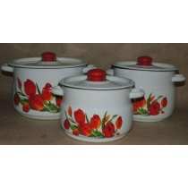 набор 11 белый Тюльпаны кастрюли сфер 4л 5,5л 8л