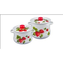 набор 18 белый с деколью на кр. Летняя ягода кастрюли груш 4л 5,5л